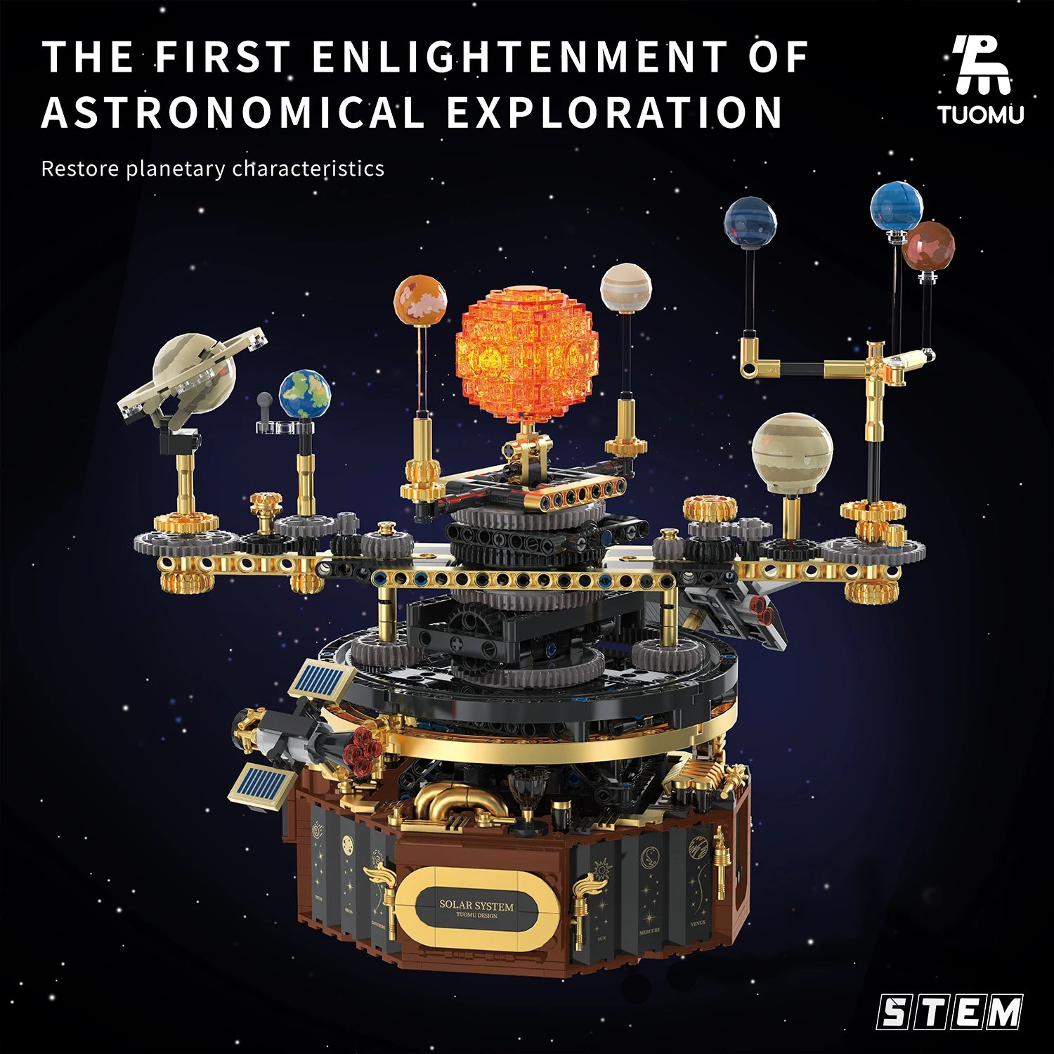 Electric Solar System STEM Building Blocks – Rotating Sun & Earth Space Science Model Toy