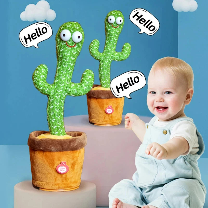 Dancing Talking Cactus Toy | Repeat Voice, Sing & Dance Plush Interactive Toy for Kids