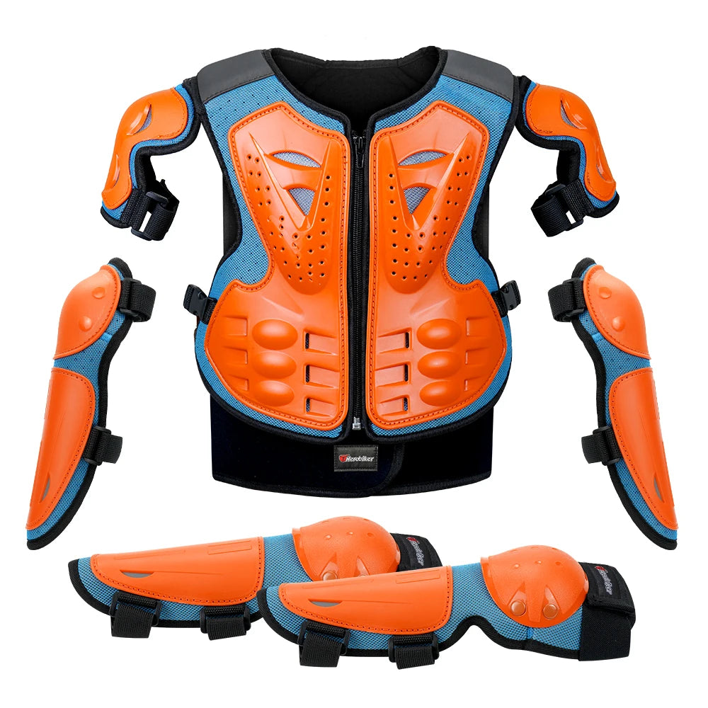 Kids Motocross Motorcycle Protective Armor Set – Body Vest & Kneepads fo