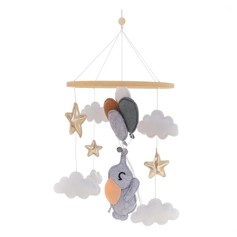 Premium Wooden Baby Crib Mobile with Felt Bear – Music Box Bed Bell, Nursery Hanging Mobile & Bracket for Newborns