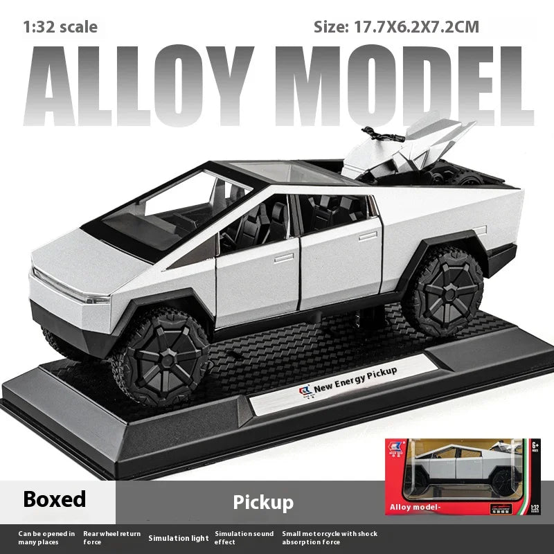 Cybertruck Alloy Diecast Pickup with Trailer RV – Off-Road Model Toy