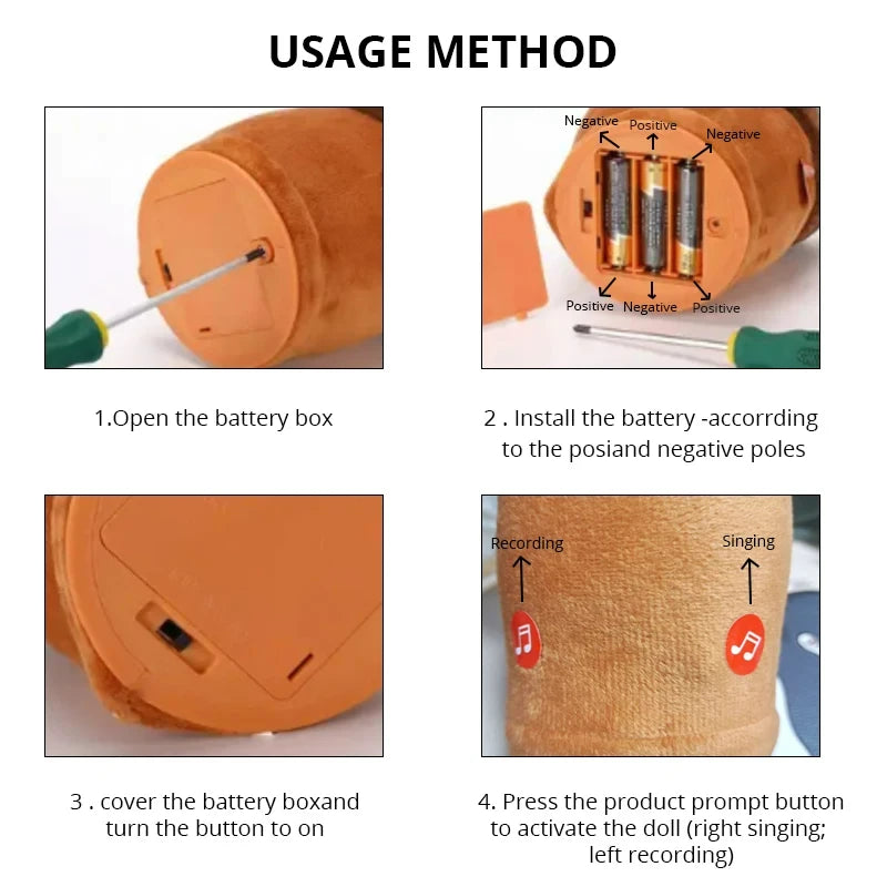 Dancing Talking Cactus Toy | Repeat Voice, Sing & Dance Plush Interactive Toy for Kids