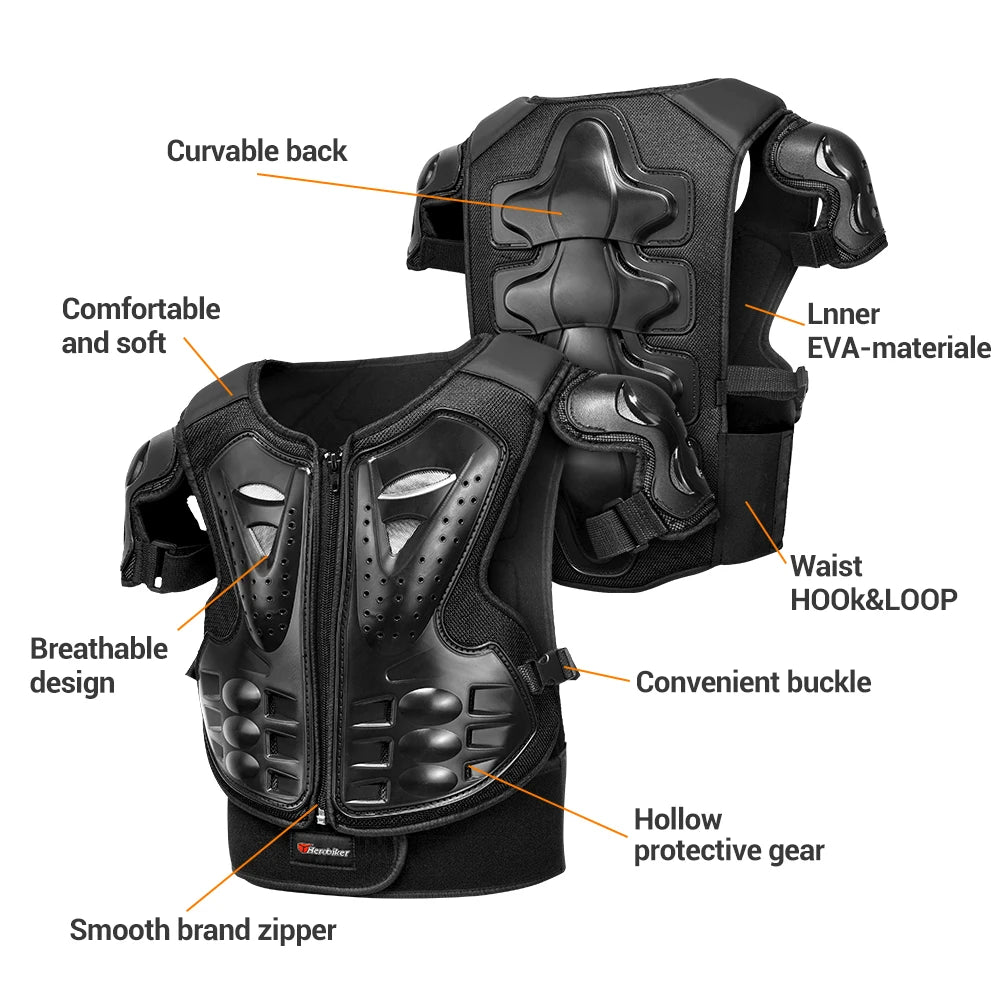 Kids Motocross Motorcycle Protective Armor Set – Body Vest & Kneepads fo