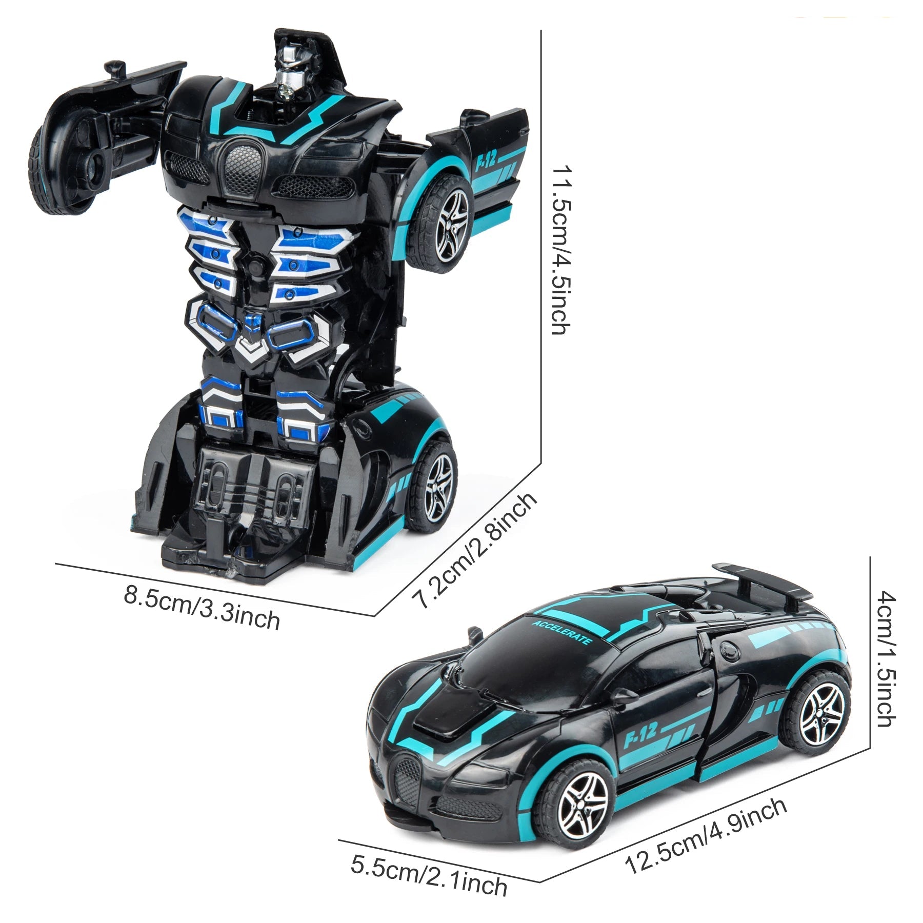 Transformable Robot Sports Car Toy | No Battery Educational Colorful Vehicle for Kids