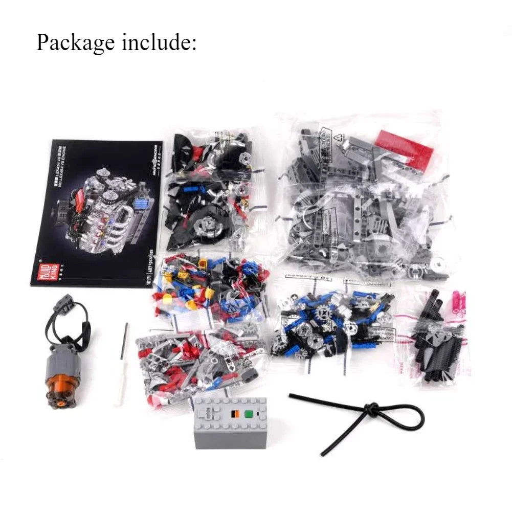 MOULD KING 10171 Motorized LSX454 V8 Engine Building Set – Technical MOC Educational Toy