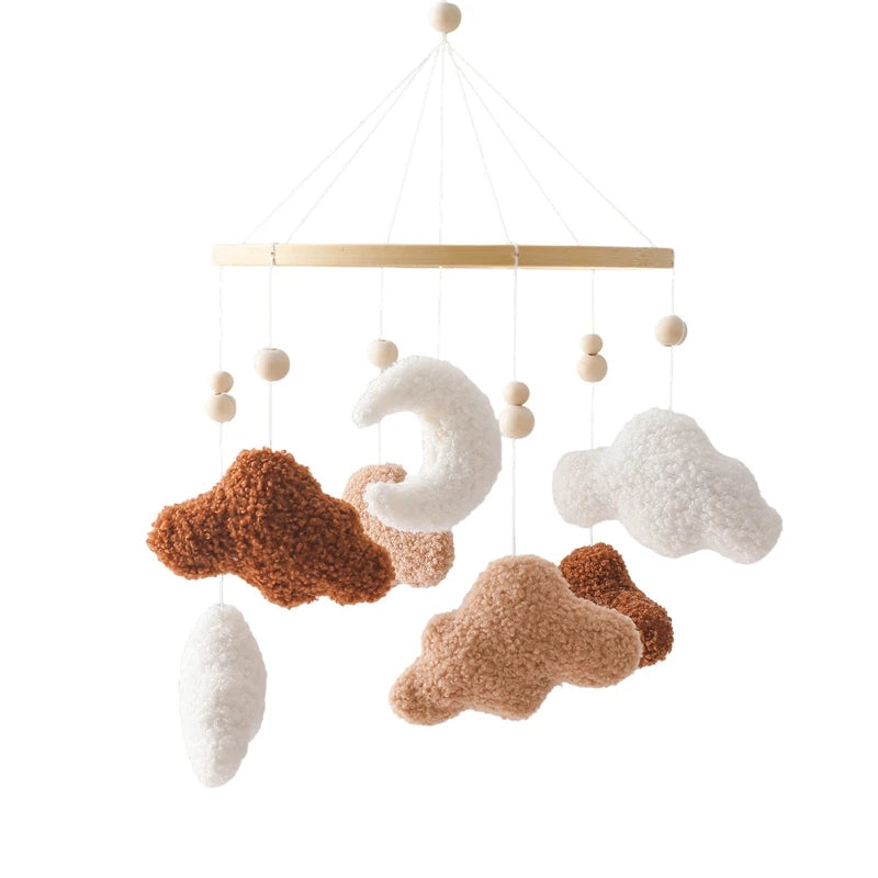 Premium Wooden Baby Crib Mobile with Felt Bear – Music Box Bed Bell, Nursery Hanging Mobile & Bracket for Newborns