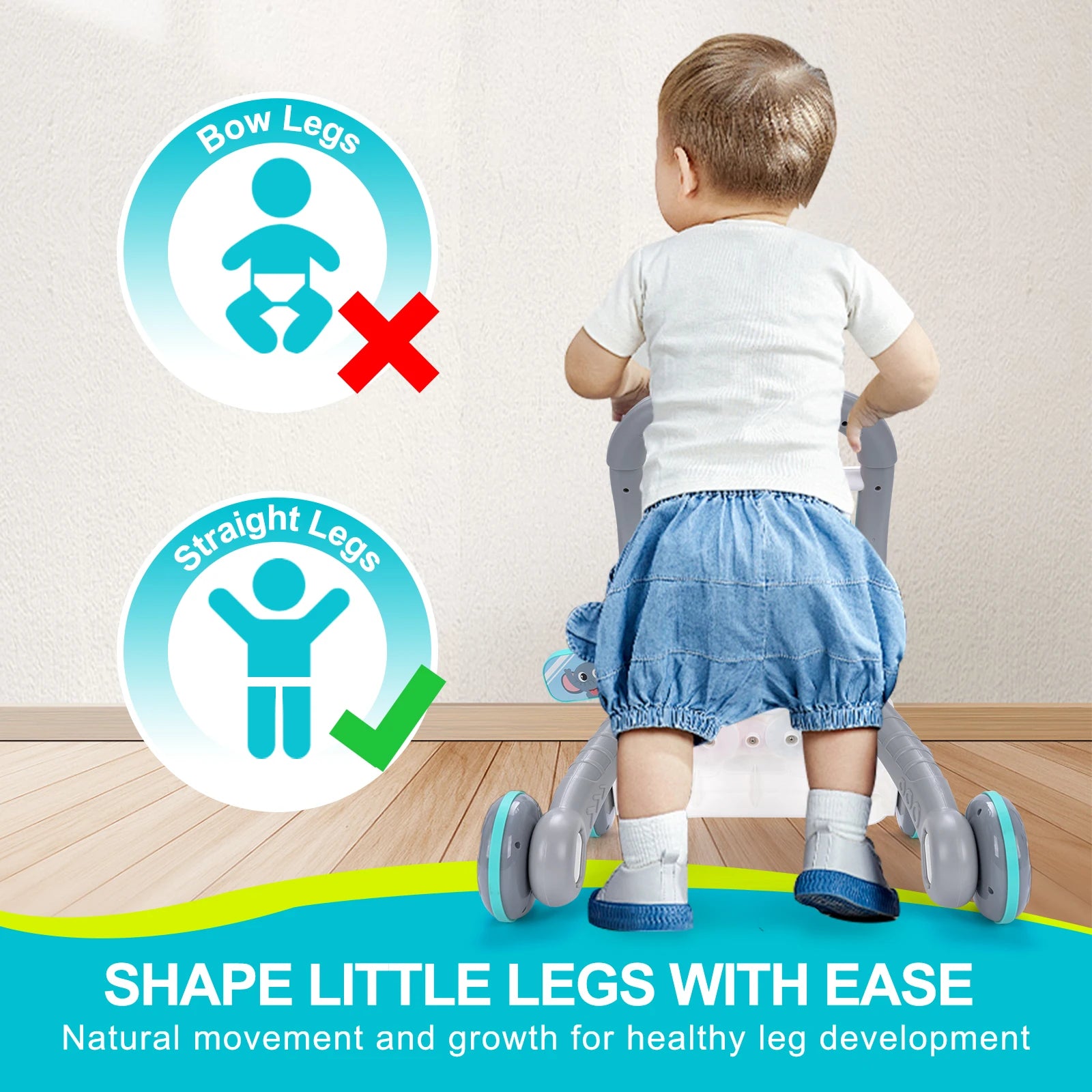 Baby Push Walker with Music & Drawing Board – 2-in-1 Montessori Activity Walker for 6–15 Months