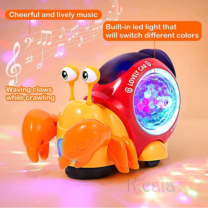 Crawling Crab Baby Toy with Music & Lights • Interactive Moving Toddler Toy • Dancing Sensory Learning Toy for 0–12 Months