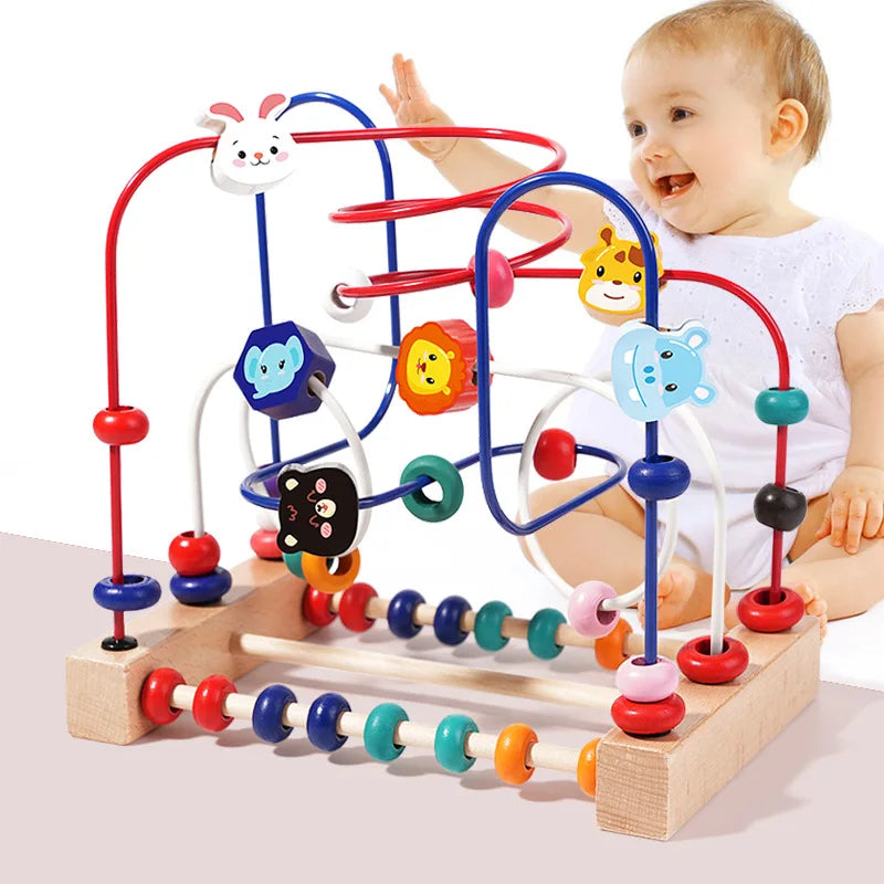 Montessori Wooden Bead Maze Toy for Toddlers – Educational Fine Motor Skills Activity, Color & Shape Learning for Preschool Kids
