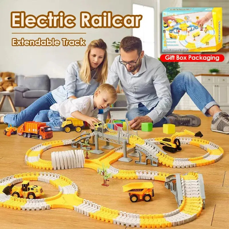 Kids Electric Engineering Track Car Set – Puzzle Train Play Toy