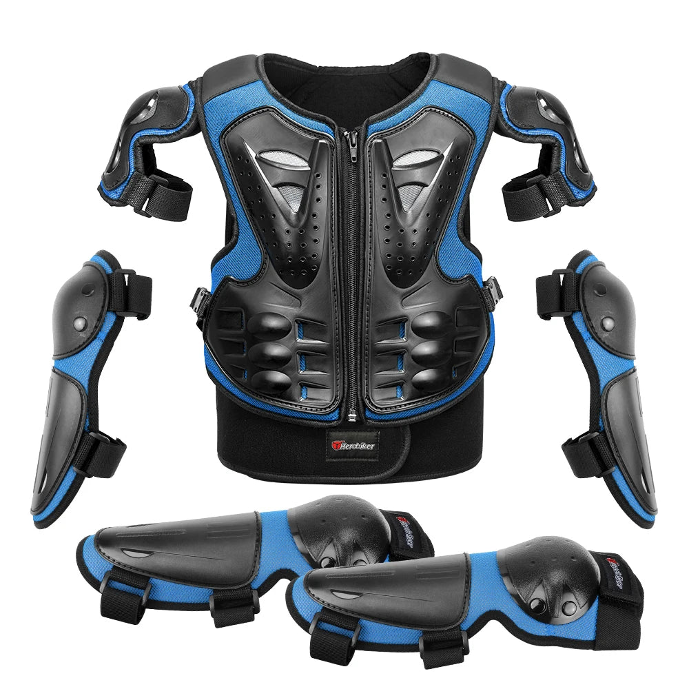 Kids Motocross Motorcycle Protective Armor Set – Body Vest & Kneepads fo