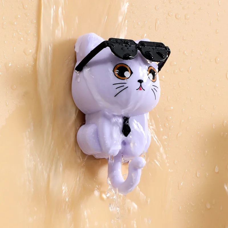Cute Cat Hook – Rotating Wall Hanger for Keys, Clothes, Hats & Glasses, Adhesive Organizer