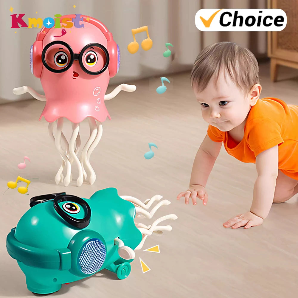 Dancing Electric Jellyfish Toy with Lights & Music | Automatic Obstacle Avoidance | Crawling & Walking Interactive Toy for Kids