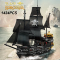 Black Pirate Ship Building Blocks – Skeleton Ghost Boat Model Set