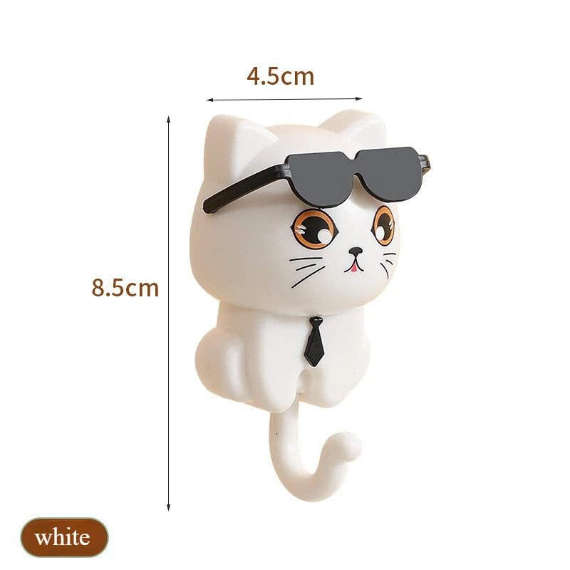Cute Cat Hook – Rotating Wall Hanger for Keys, Clothes, Hats & Glasses, Adhesive Organizer