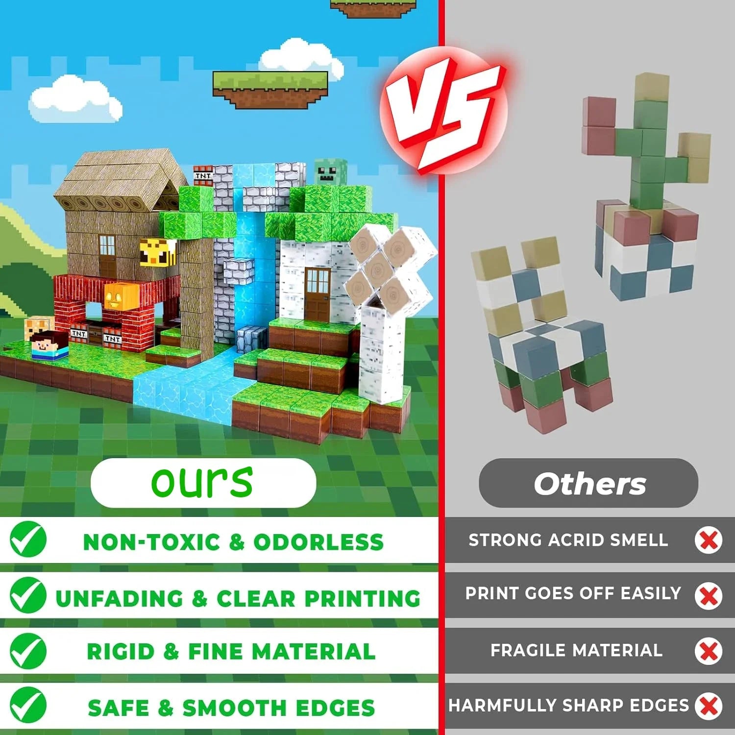 STEM Magnetic Building Blocks Mine World | Forest House Brick Cube Set | Sensory Construction Toy for Kids 3+ | Best Gift 2026 Boys & Girls