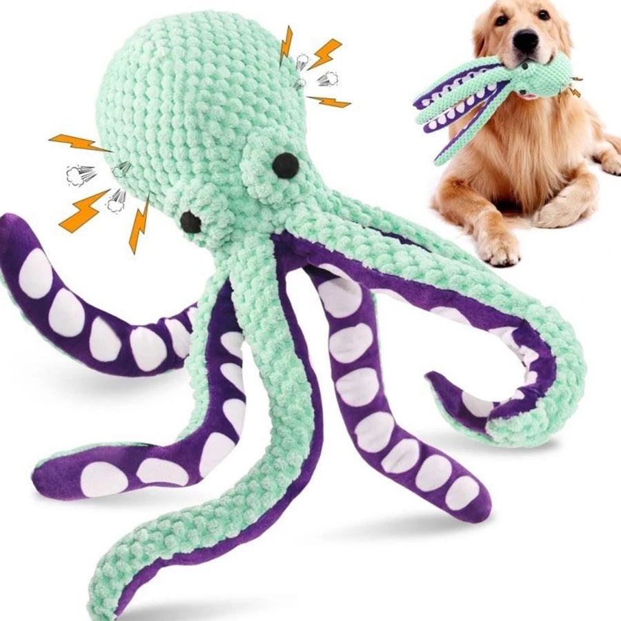 Interactive Plush Octopus Dog Toy with Sound | Durable Bite-Resistant Pet Toy for Small & Large Dogs