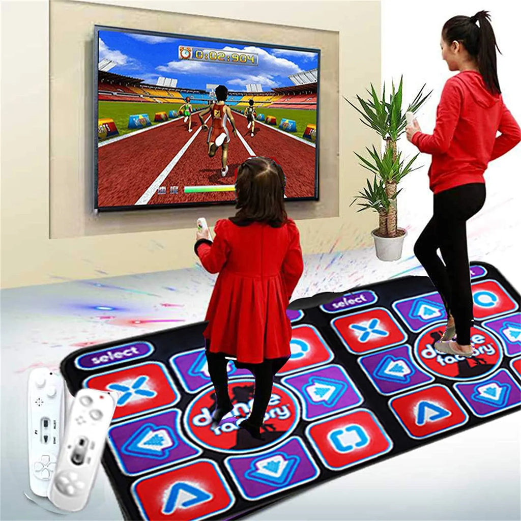 Double Dancing Mat for 2 Players – Wired Non-Slip Music Game Mat with 2 Controllers for PC & TV