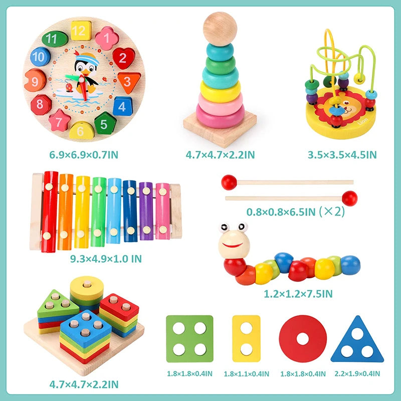 Montessori Wooden Educational Toys Set (5–6 Pcs) – Baby Development & Learning Puzzles